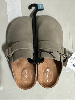 George Taupe Slip-On Clogs with Adjustable Strap